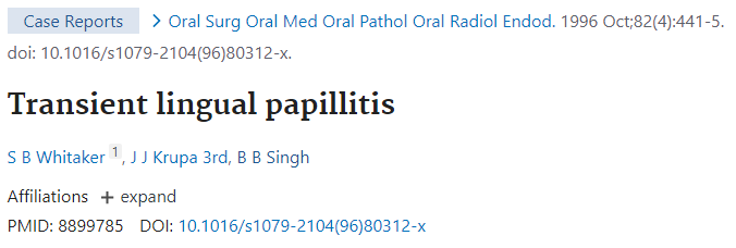 Transient Lingual Papillitis
